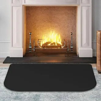 OEM Panel Ign&iacute;fugo Para Estufa De Le&ntilde;a, Alfombrilla Ign&iacute;fuga Para Estufa De Le&ntilde;a, Protecci&oacute;n Contra Chispas, Color Negro, Esquinas Redondeadas (50 X 102 C