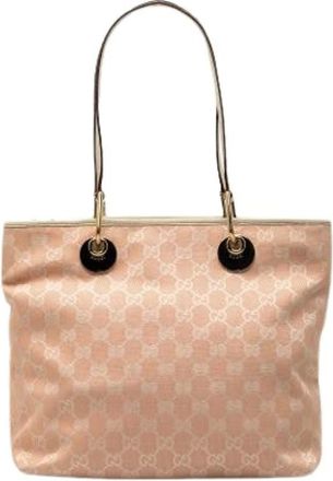 Gucci Pre-owned Tote Bags, female, Pink, Size: ONE SIZE Pre-owned Canvas Shoulder Bag