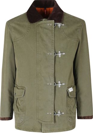 Fay Hook-Closure Midi Length Jacket with Velvet Collar