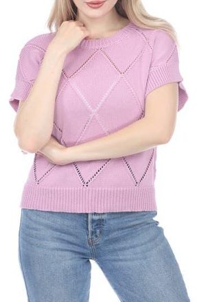 Rain + Rose Diamond Open Knit Top in Lavender at Nordstrom Rack, Size X-Large