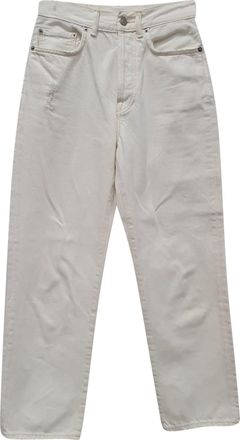 Acne Studios Mece Beaten Straight Leg Jeans in White Cotton