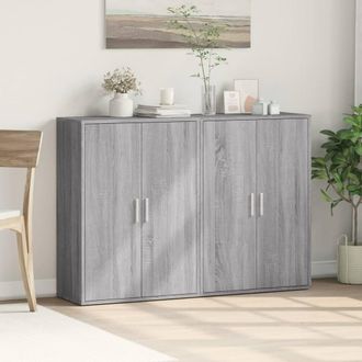 Berkfield Home Sideboards 2 pcs Grey Sonoma 60x31x84 cm Engineered Wood | Size: 60 x 31 x 84 cm