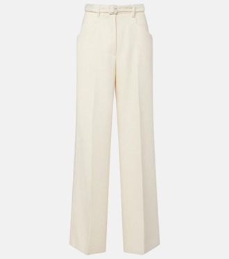 Gabriela Hearst Norman belted silk and wool wide-leg pants