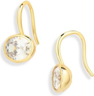 Shashi East to West French Hook Cubic Zirconia Earrings in Gold/Silver at Nordstrom