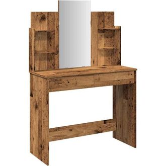 vidaXL Dressing Table with Mirror Old Wood 96x39x142 cm Vidaxl