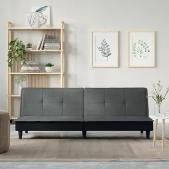 vidaXL Sof&aacute; Cama De Tela Gris Oscuro Vidaxl