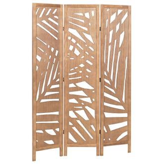 Beliani Biombo Decorativo Moderno 3 Paneles Plegable Madera De Mdf Paulownia Sala De Estar Dormitorio Natural Vernago