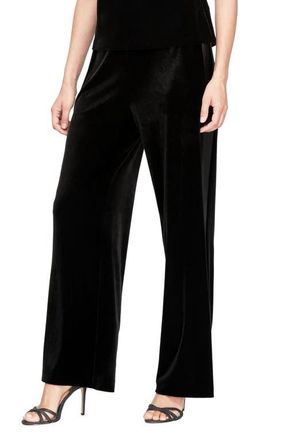 Alex Evenings Tuxedo Stripe Velvet Pants in Black at Nordstrom, Size Large P