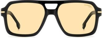 Carrera 56mm Square Sunglasses in Black/Yellow at Nordstrom