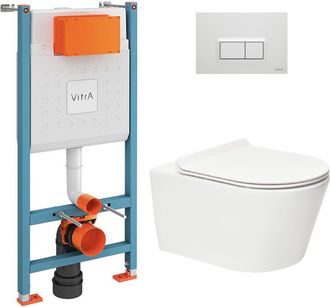 Vitra Bastidor V-fix Core + Sat Brevis Wc Sin Brida + Placa, Blanco Alto Brillo (v-fixbrevis-1)