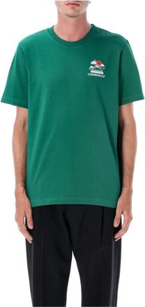 Casablanca Golven Print T-shirt - Heren - T-shirts - Groen - XL - Katoen - Tops