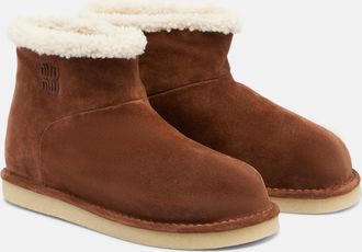 Miu Miu Shearling-lined suede ankle boots