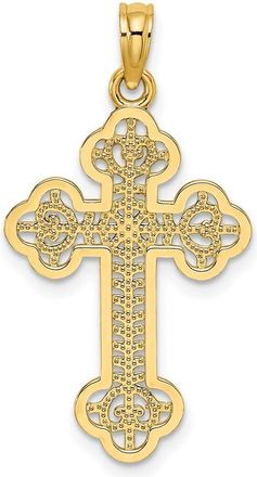 Diamond2Deal 14k Yellow Gold Lacey Center Budded Cross Charm Pendant