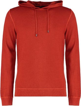 Moorer Geribbelde Gebreide Wollen Hoodie - Heren - Hoodies - Oranje - M - Wol - Hoodies & sweatvesten