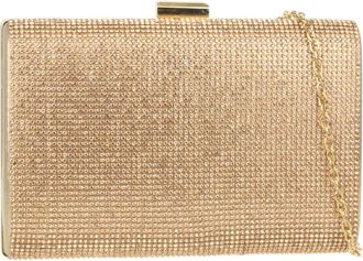 Girly HandBags Womens Shimmer Satin Hard Case Clutch Bag Diamante Encrusted Evening Party Wedding Handbag (Champagne)