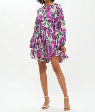 Oliphant Balloon Waisted Mini Dress In Patola Purple