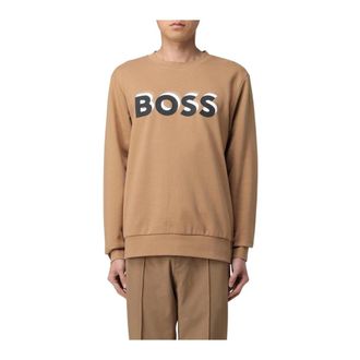 HUGO BOSS Sweatshirts, male, Beige, M, White Logo Sweatshirt for Men
