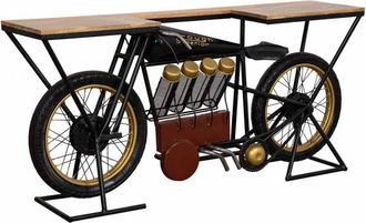 Wanderlust Deco Recibidor moto de madera y metal negro 183x43x86