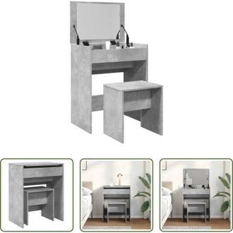 vidaXL vidaXL Tavolo da trucco - Toeletta e Sgabello Grigio Cemento 60x40x113,5 cm