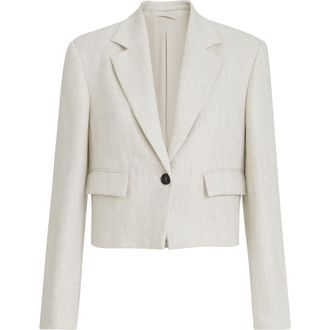 Brunello Cucinelli Chevron cropped blazer in Beige at Nordstrom, Size 36 It