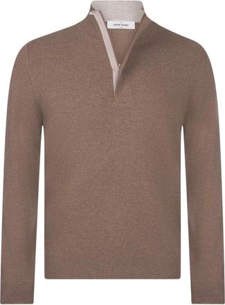 Gran Sasso Hoodies & sweatvesten, Heren, Bruin, L, Wol, Lupo M/L Ritssluiting