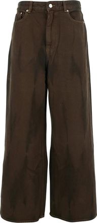 Ganni Brown Denim Wide-leg Jeans