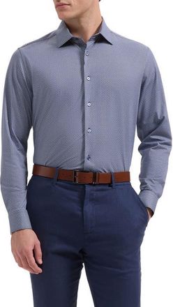 Bugatchi James OoohCotton Geo Print Button-Up Shirt in Navy at Nordstrom, Size Xxx-Large