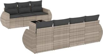 vidaXL Vidaxl - Set De Sof&aacute;s De Jard&iacute;n 8 Pzas Y Cojines Rat&aacute;n Sint&eacute;tico Gris