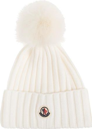 Moncler Wol muts met pompon - Dames - Hoeden - Beige - ONE Size - Wol - Accessoires