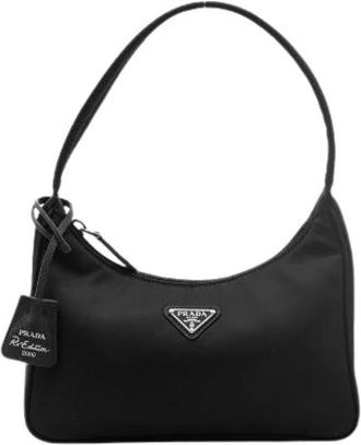 Prada Pre-owned Shoulder Bags, female, Black, Size: ONE SIZE Pre-owned Nylon Shoulder Bag