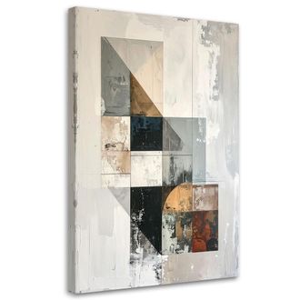 Feeby Cuadro En Lienzo, Abstracci&oacute;n Geom&eacute;trica Moderna En Colores Beige, 80x120