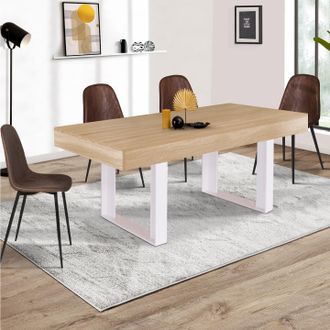 IDMarket Idmarket - Mesa De Comedor Phoenix Para 6 En Madera Y Blanco 160 Cm
