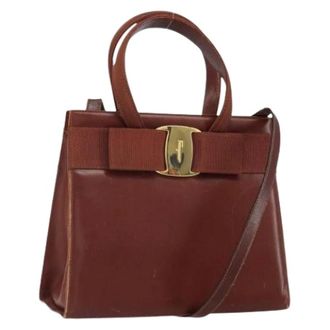 Ferragamo Pre-owned Handbags, female, Brown, Size: ONE SIZE Pre-owned Leather Handbag