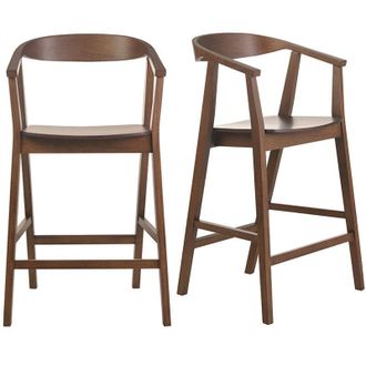 Miliboo Sgabelli da bar scandinavi in legno scuro (set di 2) BAHIA
