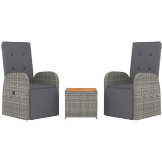 vidaXL Vidaxl Juego Muebles Jard&iacute;n 3 Pzas Madera Acacia Rat&aacute;n Sint&eacute;tico Gris