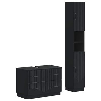 vidaXL Juego De Gabinete De Ba&ntilde;o De 2 Piezas Hoorn Negro Vidaxl