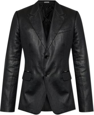 Alexander McQueen Linnen Blazer met Dubbele Split - Heren - Blazers - Zwart - L - Linnen - Jassen