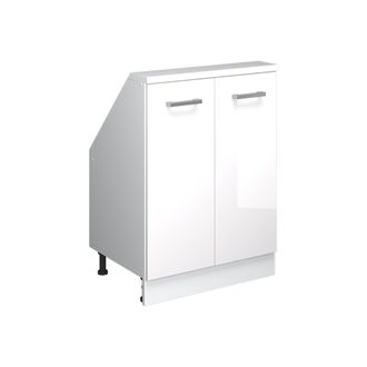 Vicco Armario De Cocina Para Techo Inclinado R-line, Blanco Alto Brillo/blanco, 60 Cm Con 2 Puertas, Vicco