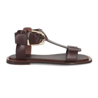 Bibi Lou Flat Sandals, female, Brown, Size: 10 US Brown Leather Sunny Sandal