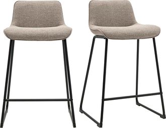 Miliboo Taburetes De Bar En Tela Taupe Y Metal Negro H65 Cm (lote De 2) Boost
