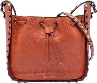Valentino Pre-owned Bucket Bags, female, Brown, Size: ONE SIZE Pre-owned Leather Shoulder Bag