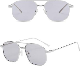 Generic For Womens Sunglasses Polygon Shape Metal Frame Sun glasses For Women Vintage Retro Female Sunglass,Silver Gray 2026