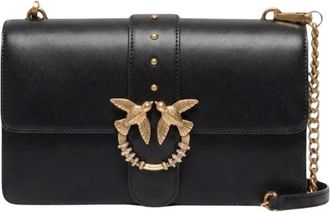 Pinko Love One Mini New Buckle Vitel - Dames - Schoudertassen - Zwart - ONE Size - Leer - Tassen