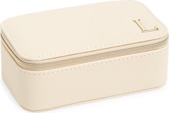 Nordstrom Initial Rectangular Jewelry Box in L- Cream- Gold at Nordstrom