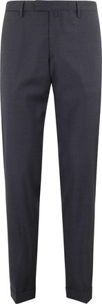 BRIGLIA 1949 Dark Gray Slim Front Pulls Wool Straight-Leg Pants