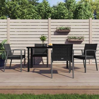 vidaXL Vidaxl - Juego Comedor Jard&iacute;n 5 Piezas Y Cojines Rat&aacute;n Sint&eacute;tico Y Acero