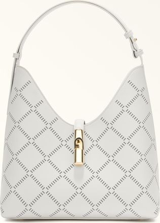 Furla Goccia Borsa A Spalla M Marshmallow Bianco Pelle Di Vitello Sidney Traforata Donna