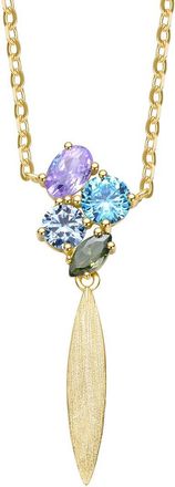 Rachel Glauber 14K Plated Cz Drop Necklace