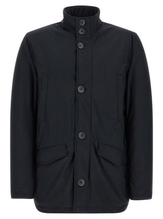 Herno Dark Blue Solid High Neck Jacket