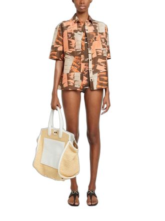 Ferragamo Abstract Print Halterneck Swimsuit - Brown